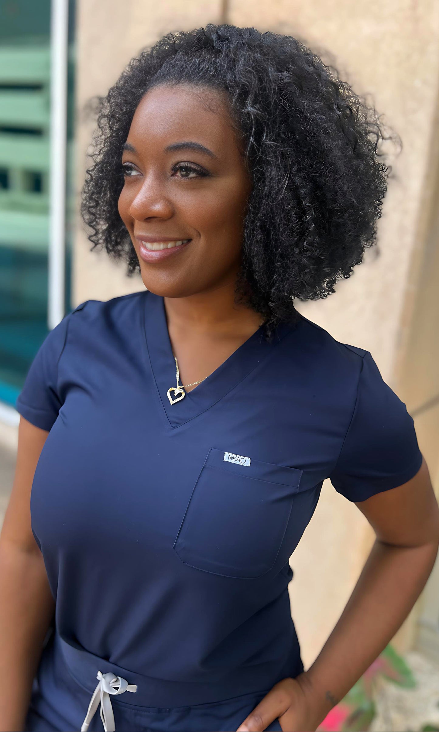 Skyline Navy V-Neck Scrub Top