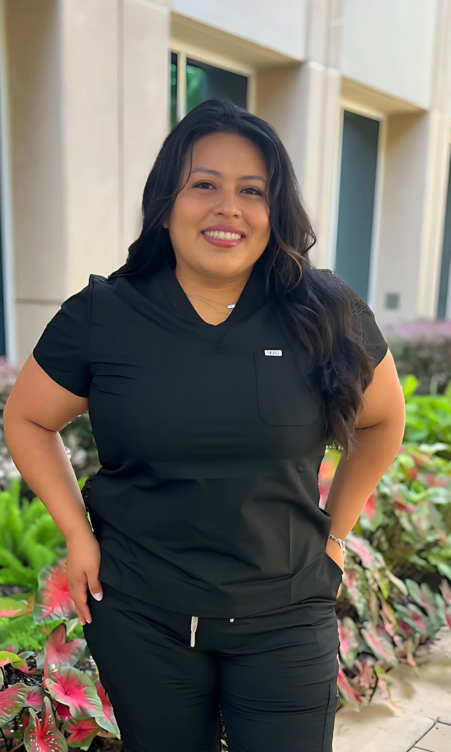 Skyline Black V-Neck Scrub Top