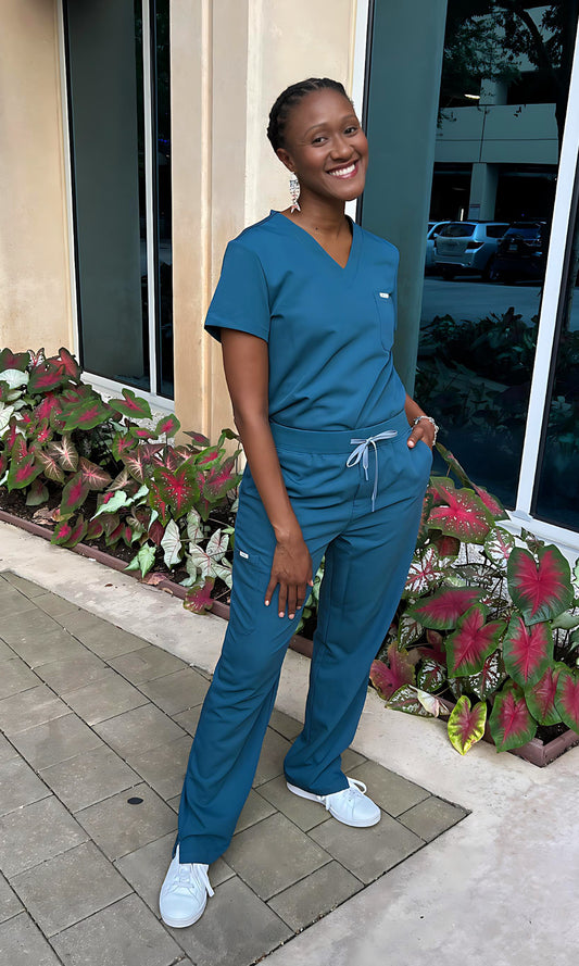 Gabby Straight Leg Caribbean Blue Scrubs