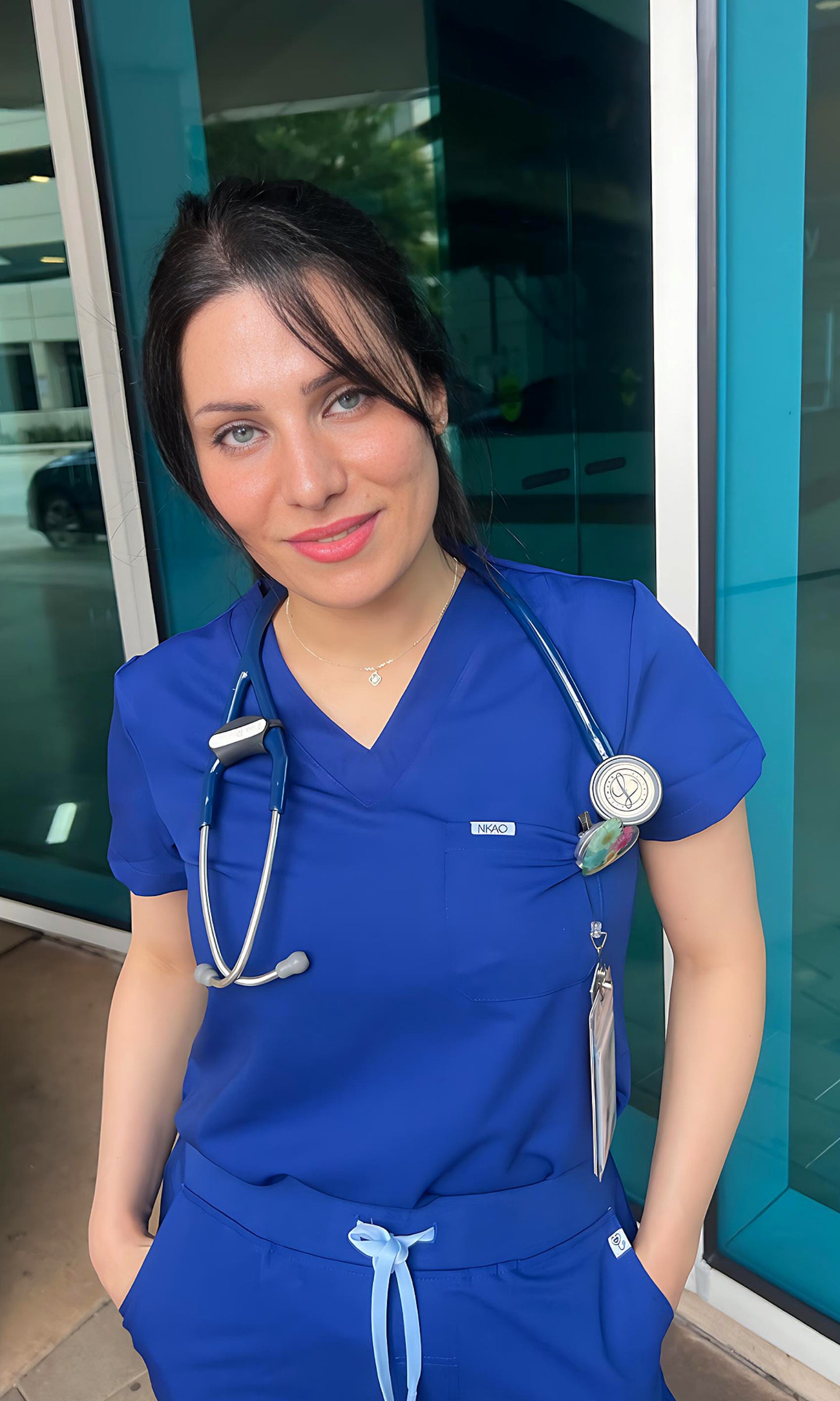 Skyline Royal Blue V-Neck Scrub Top
