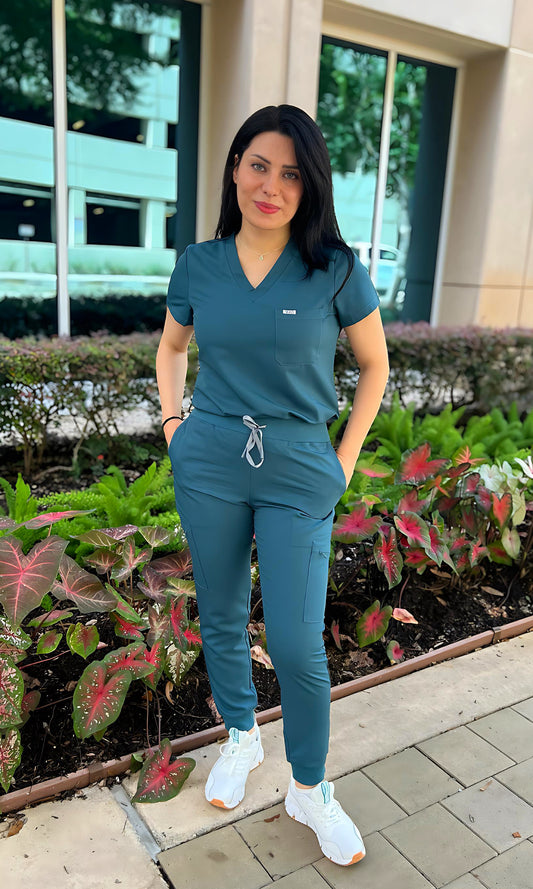 Brooke Caribbean Blue Jogger Pants Scrubs